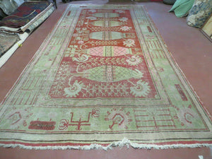 6' X 12' Antique Kothan Central Asia Turkestan Handmade Wool Rug - Jewel Rugs