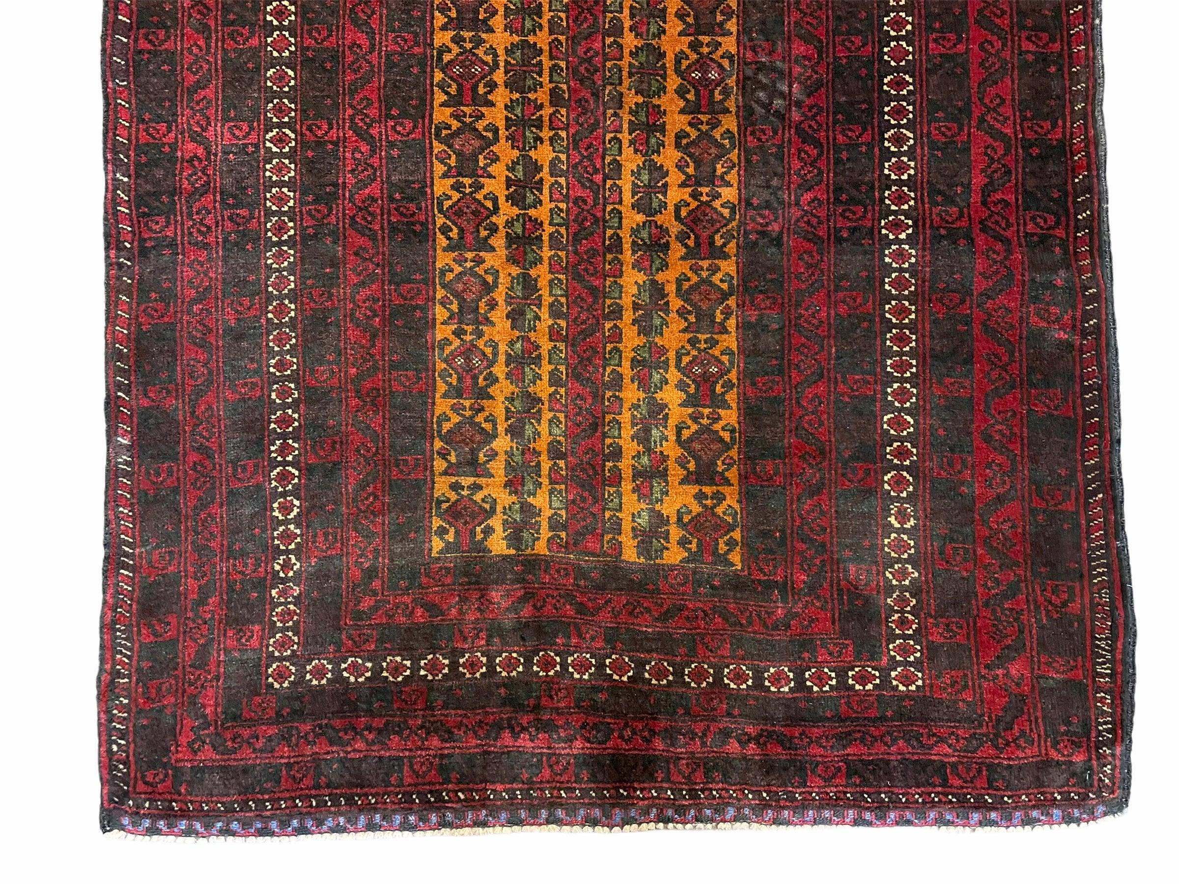 3x5 New Vintage Handmade Tribal Balouch Wool Rug Afghan Prayer Rug Orange Red - Jewel Rugs