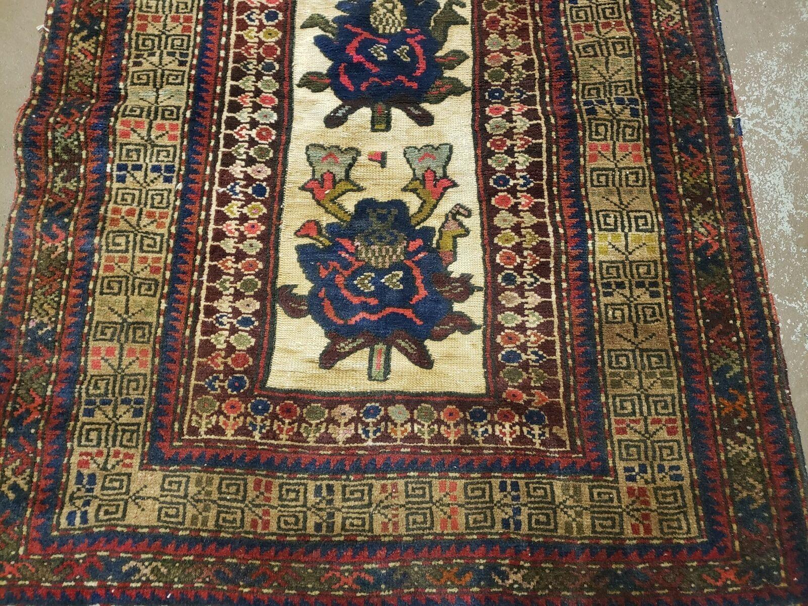 2' 9" X 4' 1" Vintage Handmade Pakistan Balouchi Tribal Wool Rug Raised Pattern - Jewel Rugs