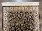 Silk Turkish Hereke Rug 2.5 x 4, Silk on Silk, Super Fine Black and Cream Floral Oriental Carpet, Signature Master Weaver, Handmade Vintage - Jewel Rugs