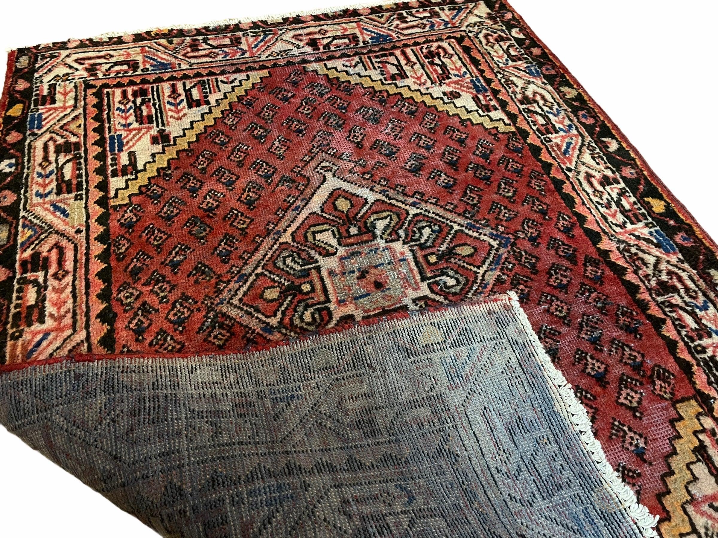 4x6 Antique Rug Handmade Wool Rug Organic Dyes Red Ivory Red Tribal Rug Boho Rug - Jewel Rugs