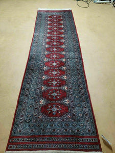2' 8" X 9' 4" Vintage Handmade Bokhara Turkoman Pakistani Wool Runner Rug Nice - Jewel Rugs