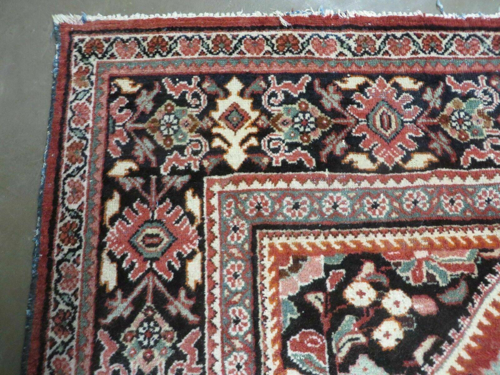 Antique Persian Rug 9x12 - Persian Mahal Area Rug 9 x 12, Hand Knotted Wool Oriental Carpet - Red and Black Rug - Room Sized Bohemian Rug - Jewel Rugs