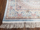 Silk Carpet 4x6, Light Teal Oriental Carpet, Traditional Design, High Quality, Super Fine Area Rug, 4 x 6 ft, Very Detailed, Bamboo Silk - Jewel Rugs