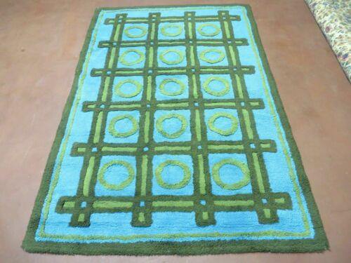 4' X 6' Vintage 1960 English England Rya Shag Ege Rug Mid-Century Modern Blue - Jewel Rugs