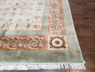 Large Vintage Chinese Aubusson Savonnerie Room Sized Rug 10x14, Wool Handmade Hand-Knotted 120 Line Living Room Dining Room Rug, Beige - Jewel Rugs