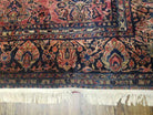 11' X 13' Antique Handmade Sarouk Floral Wool Rug Red Organic Nice - Jewel Rugs