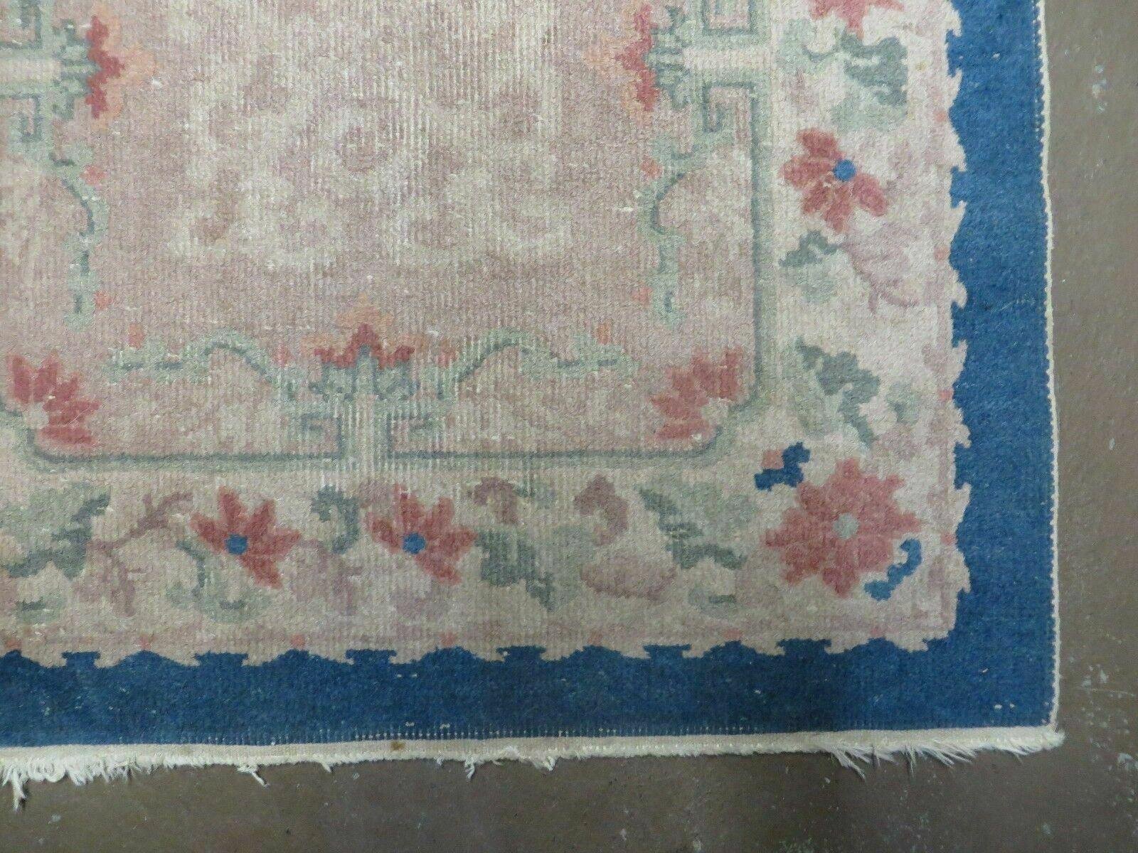 Antique Chinese Rug 2.5 x 4 Gray and Blue Wool Carpet Fette Nichols - Jewel Rugs