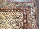 3' 2" X 6' 11" Antique Handmade Wool India Oriental Short Runner Rug Camel Hair - Jewel Rugs