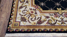 Nepal Rug 6x9, New Aubusson Nepalese Tibetan Carpet 6'1" x 8' 8", Hand-Knotted Wool, Unused, Black & Cream, Savonnerie Pattern, Soft Pile - Jewel Rugs