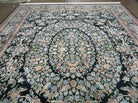 9' X 12' Vintage Handmade Pakistan Floral Wool Rug Black Detailed Nice - Jewel Rugs