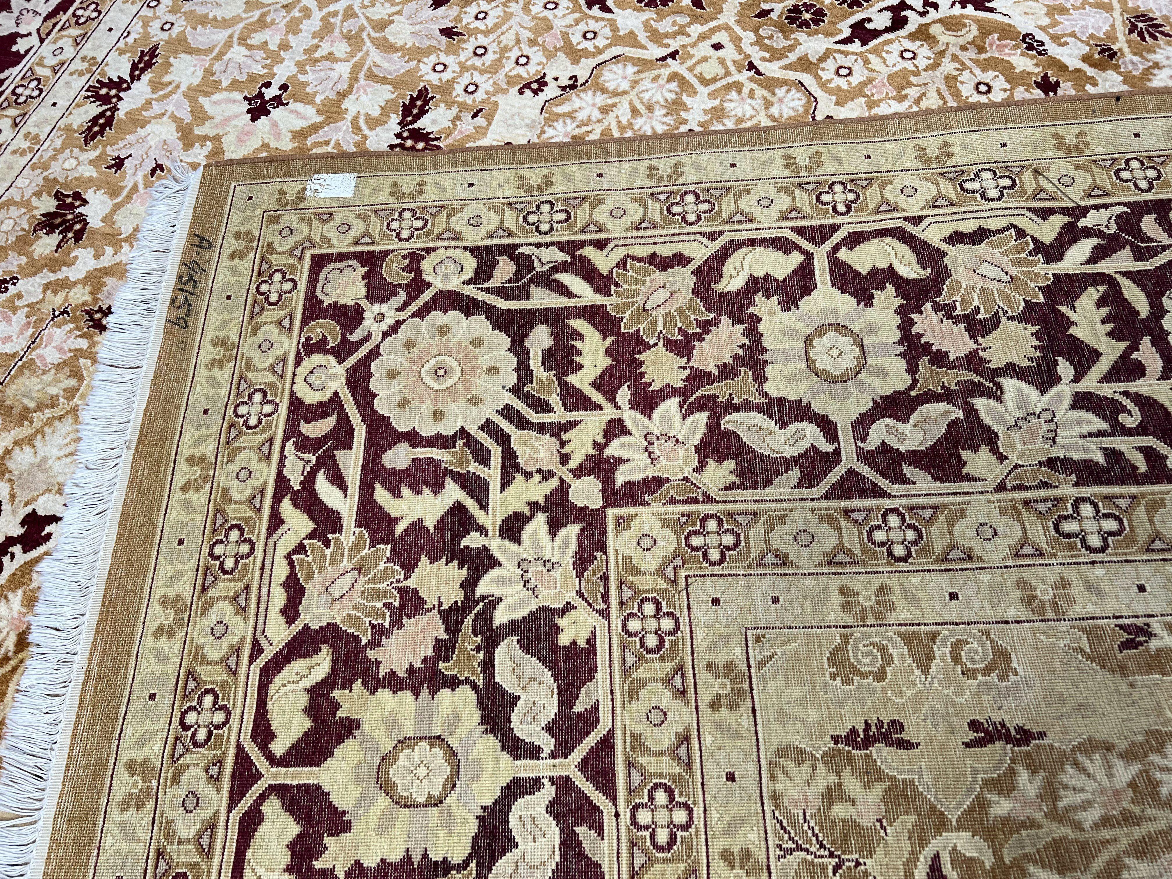 Indian Rug 9x12 Agra Rug, Vintage Rug 9 x 12 Wool Rug, Area Rug 9x12 Oriental Carpet, Unique Colors, Hand Knotted, Clay Dark Brown, Allover - Jewel Rugs