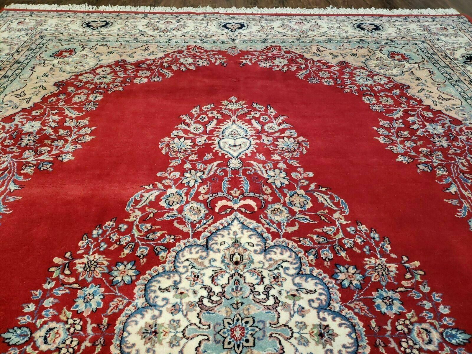 9' X 12' Vintage Handmade India Medallion Wool Rug Vegetable Dyes Nice Red - Jewel Rugs