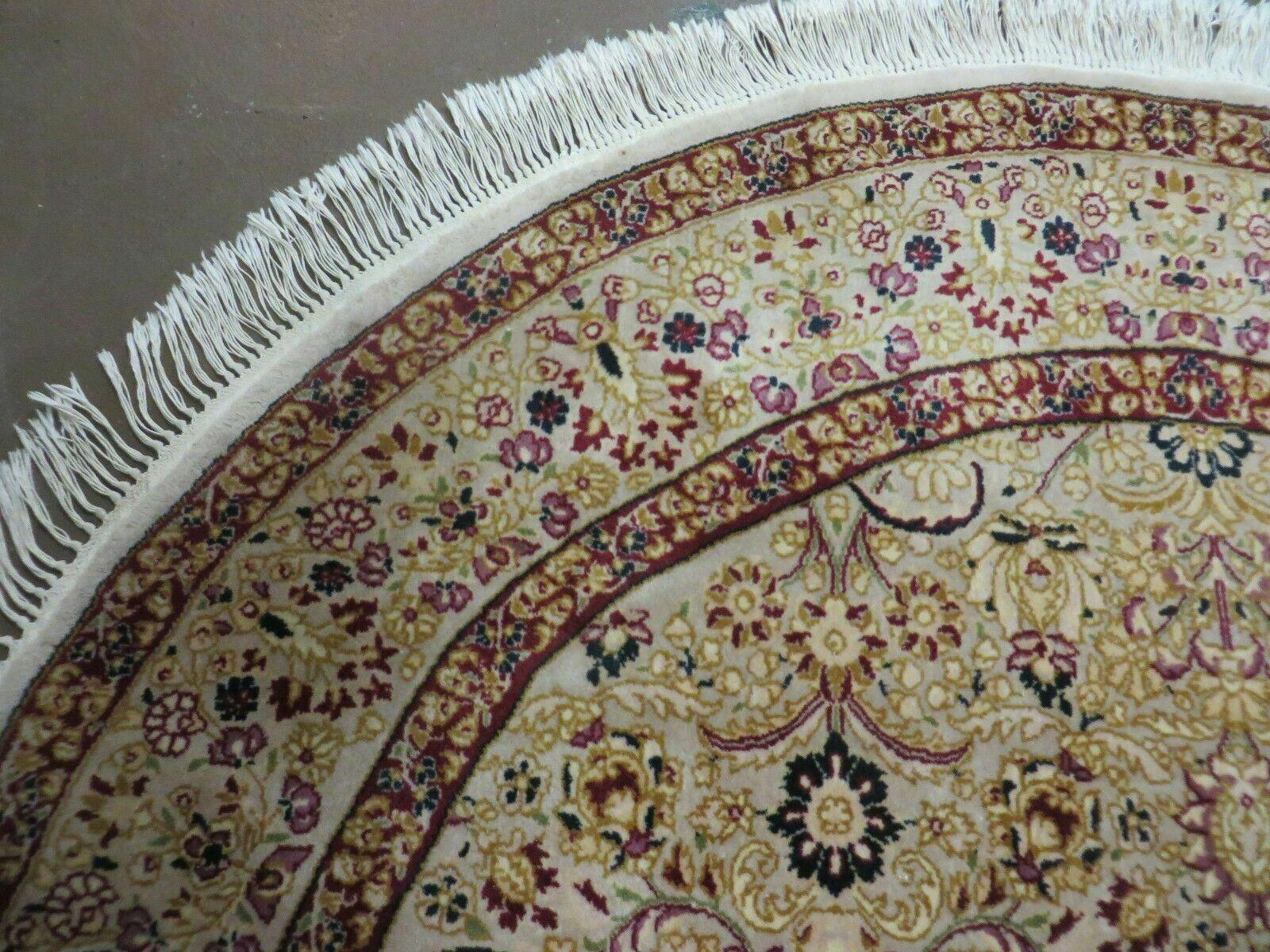 6' Handmade Fine Indian Wool Rug Carpet Round Silk Accent Beauty - Jewel Rugs