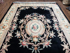 6' x 9' Vintage Black Chinese Art Deco Carving Wool Rug 90 Line - Jewel Rugs