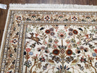 Indo Persian Rug 4x6, Tree of Life Rug, Animal Motifs, Deer Peacocks Birds, Ivory and Cream, Hand-Knotted Soft Wool Pile Indian Carpet 4 x 6 - Jewel Rugs