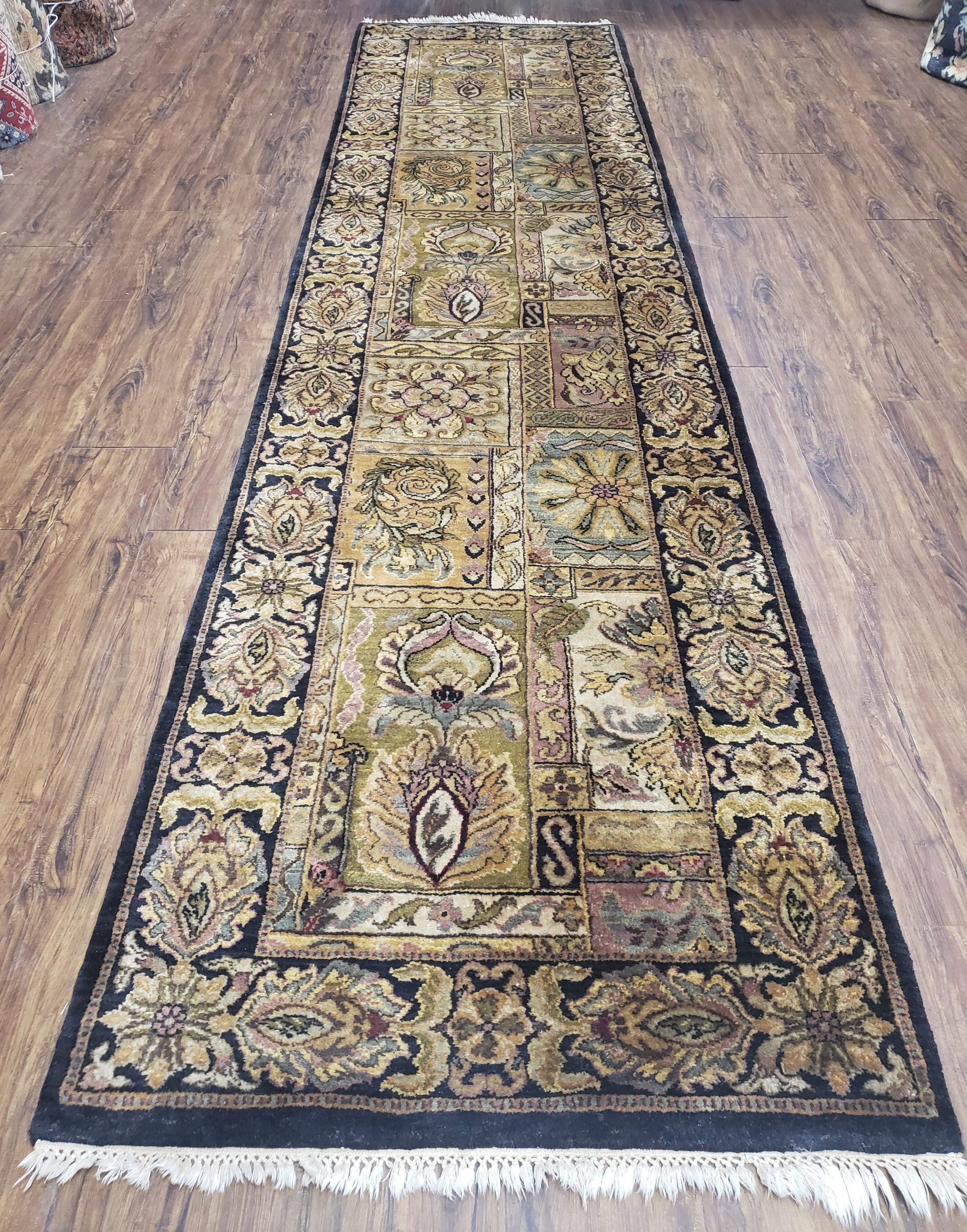 Indo Mahal Runner Rug 3 x 12, Indian Teawash Runner, Traditional Oriental Runner 3x12, 12ft Hallway Rug, Wool Handmade Runner Panel Design - Jewel Rugs