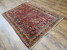 Antique Persian Sarouk Rug, Red, Allover Floral Pattern, Hand-Knotted, Wool, 3'4" x 4'10" - Jewel Rugs