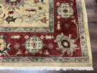 Indo Persian Mahal Rug 8x12, Wool Hand Knotted Oriental Carpet, Light Gold and Burgundy, Floral Allover, Vintage Room Sized Area Rug 8 x 12 - Jewel Rugs