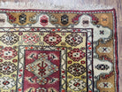 Turkish Caucasian Rug 4x7, Vintage Hand-Knotted Wool Turkish Talish Carpet 4 x 7, Cream, Burnt Orange Carmine Red Area Rug, Bohemian Rug - Jewel Rugs