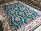 9' X 12' Fine Wiliiam Morris India Oriental Floral Hand Made Green Wool Rug - Jewel Rugs