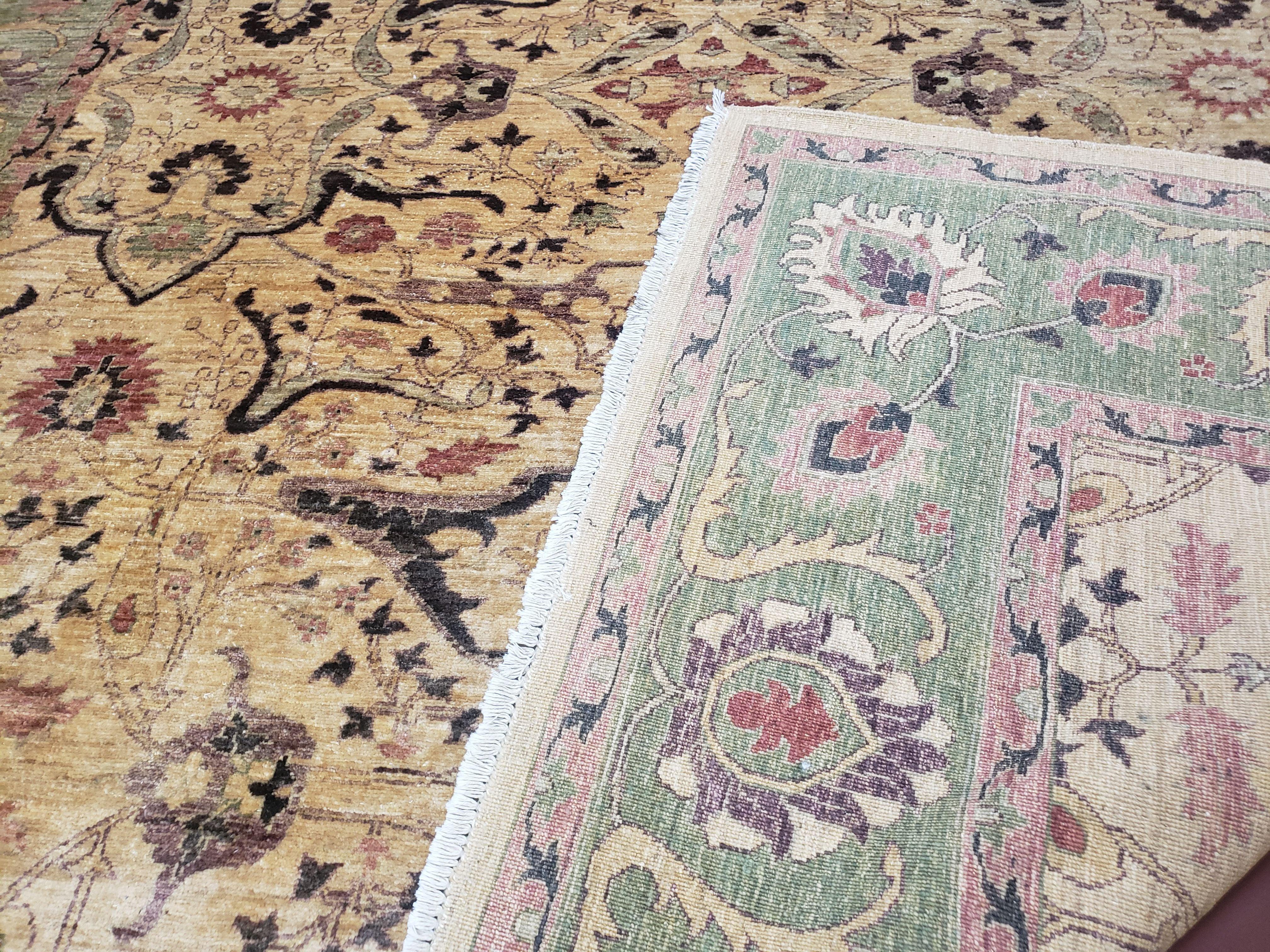 Vintage Peshawar Area Rug 8'4" x 9'7", Room Sized Peshavar Wool Oriental Carpet, Ivory/Beige & Dark Violet, Farmhouse Rug, Haji Jalil Design - Jewel Rugs