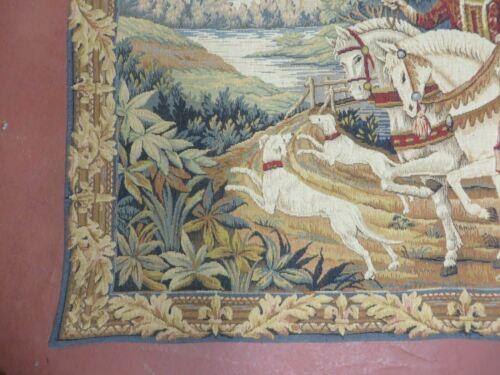 37" X 47" Medieval Royal Hunt Tapestry Marc Waymel Franklin Mint 1984 With Rod - Jewel Rugs