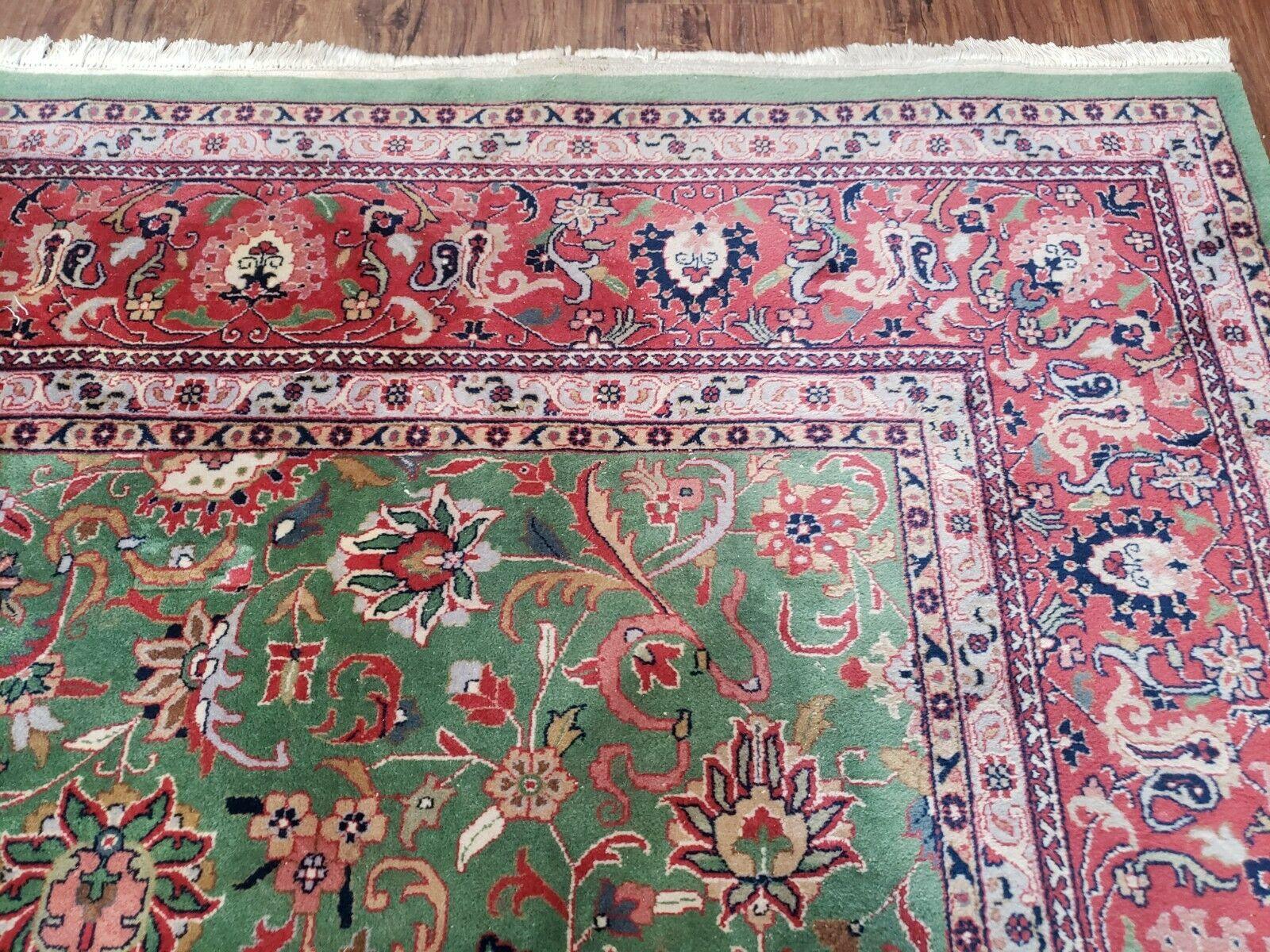 9' X 12' Handmade Oriental Floral Allover Afshan Wool Rug Hand Knotted Green Red - Jewel Rugs