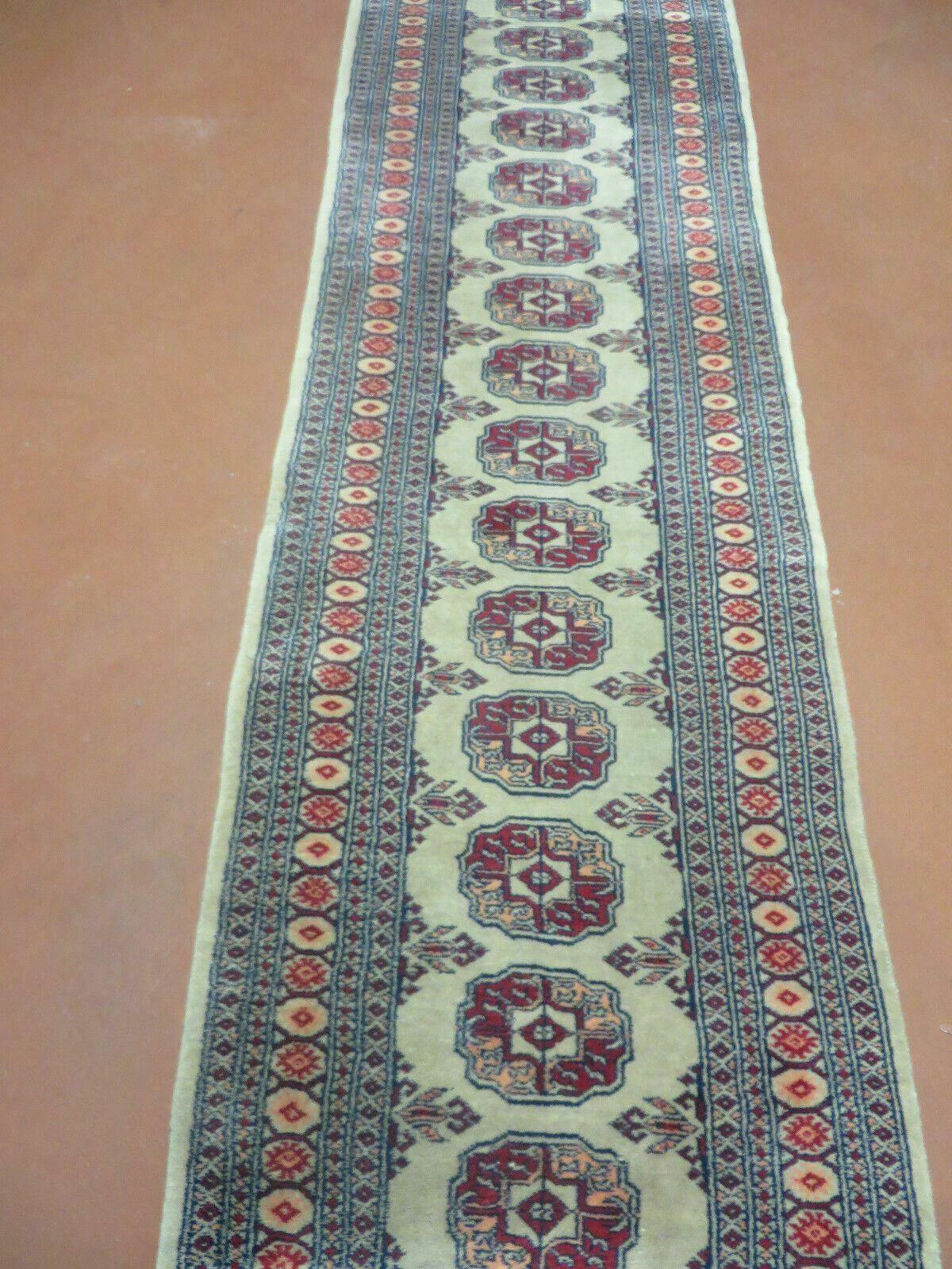 2' X 10' Vintage Handmade Bokhara Turkoman Pakistani Wool Runner Rug Narrow Nice - Jewel Rugs