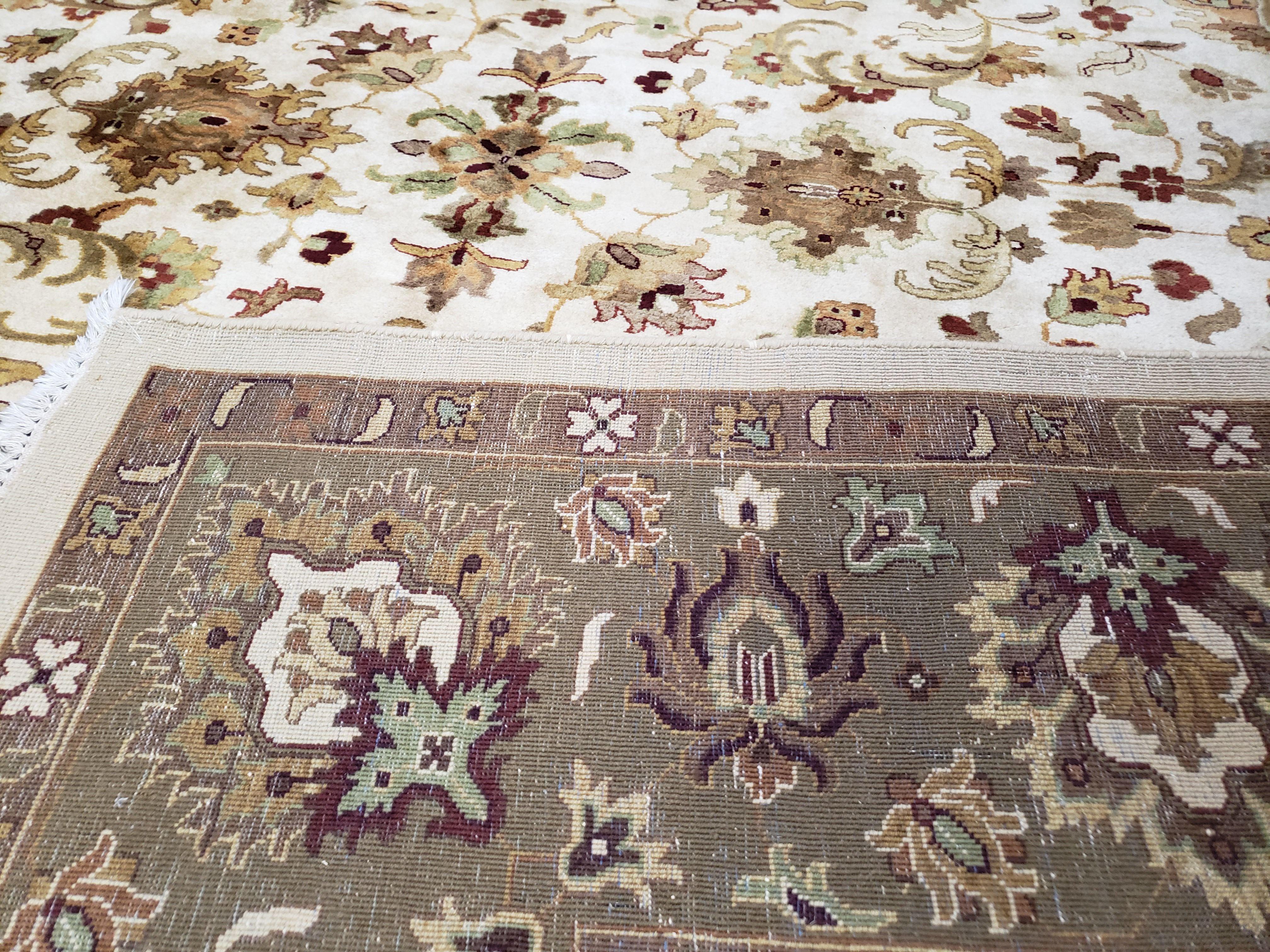 8x10 Handmade Rug, 10 x 8 Oriental Carpet, 8 by 10 Ivory Rug, Fine Wool Rug, Top Quality Rug, Beige Floral Rug Pak Persian Rug, Pakistan Rug - Jewel Rugs