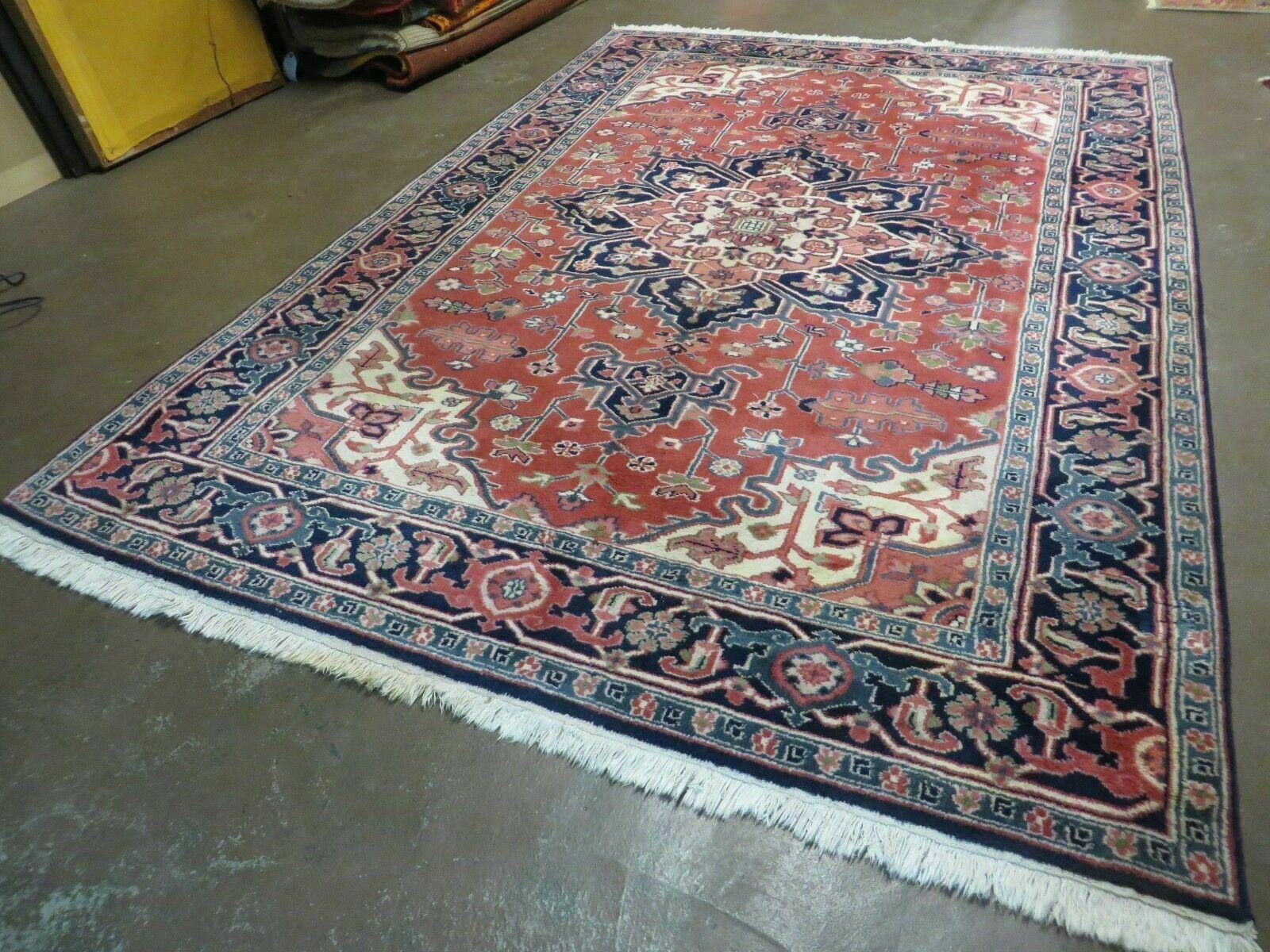 6' X 9' Vintage Handmade Indian Medallion Wool Rug Veg Dyes Nice # M702 - Jewel Rugs