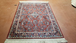 4x6 Karastan Rug, 4.3 x 6 Red Saroukk Karastan Carpet, Wool Vintage Area Rug #785 USA Made - Jewel Rugs
