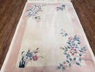 4x6 Handmade Chinese Wool Area Rug 90 Lines Carpet Art Deco Rug Ivory Beige Pink - Jewel Rugs