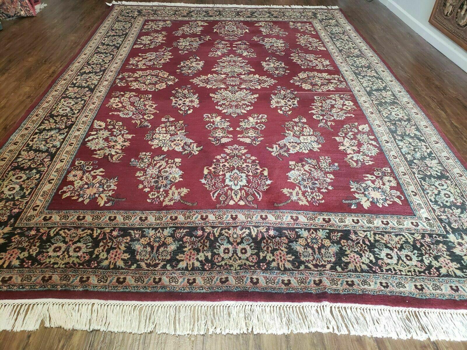 8' X 12' Vintage Handmade India Floral Oriental Wool Rug Veg Dyes Organic Red - Jewel Rugs