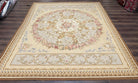 Aubusson Savonnerie Rug 8x10, Vintage French Aubusson Wool Carpet 8 x 10, Hand Woven, Cream and Light Blue, Flatweave, Elegant Floral Rug - Jewel Rugs