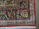 10' X 13' Antique Finely Woven Handmade Persian Sarouk Open Field Floral Pattern Red Wool Oriental Rug - Jewel Rugs