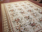 Needlepoint Rug 8x10 Aubusson Rug Victorian Floral Rug Handmade French Style French Decor Garden Panel Beige 8 x 10 Area Rug 100% Wool - Jewel Rugs