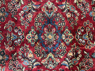 Rare Persian Almost Square Rug 6.3 x 5.3, Hand Knotted Wool Antique 1920s Sarouk Oriental Carpet, Red Navy Blue Beige, Floral Allover, 5x6 Area Rug - Jewel Rugs