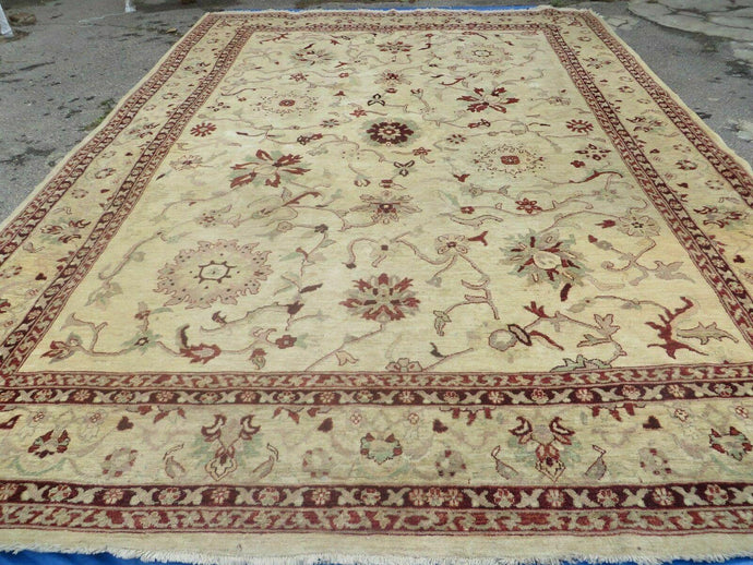 10' X 14' Vintage Hand Knotted Made Indian Agra Wool Rug Vegetable Dyes - Jewel Rugs
