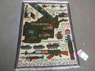 2' X 2'6" Handmade Afghan Balouch Tribal Wool War Rug Gun Tank Helicopter # 158 - Jewel Rugs