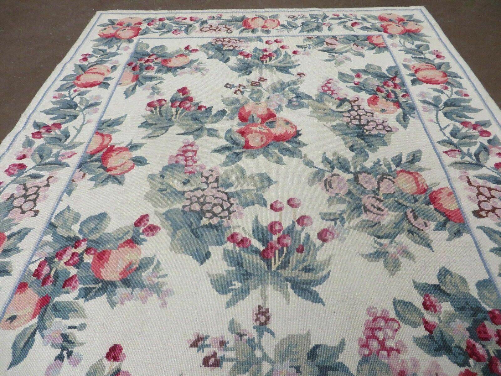 4' X 6' Handmade French Garden Aubusson Savonnerie Design Needlepoint Wool Rug - Jewel Rugs