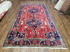 Antique Persian Zanjan Nahavand Heriz Rug, Red & Blue, Hand-Knotted, 5' x 9' 7" - Jewel Rugs