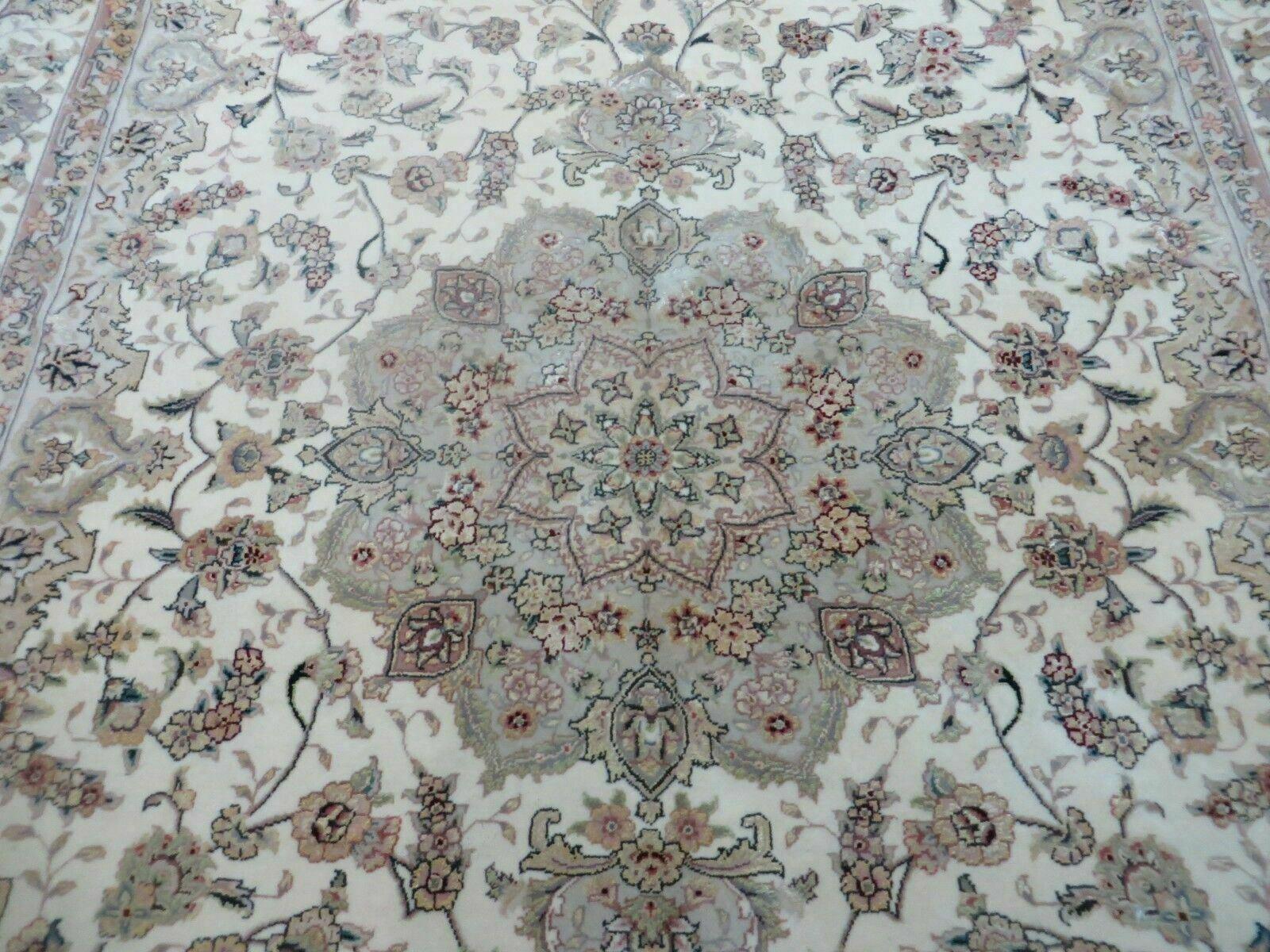 6' X 9' Vintage Chinese Floral Oriental Handmade Virgin Wool Silk Rug Ivory - Jewel Rugs