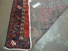 Persian Runner Rug 3.5 x 9.8, Persian Hamadan Rug with Kazak Pattern, Antique Wool Oriental Tribal Runner, Repeated Medallions, Handmade Hallway Kitchen Runner Rug, Red Navy Blue - Jewel Rugs