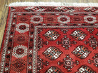 Red Bokhara Rug, 8x10 - 8x11 Rug, Red Turkoman Carpet, Yamud, Handmade Area Rug, Hand Knotted Red, 1940s Rug, Antique Rug, Vintage Rug, Nice - Jewel Rugs