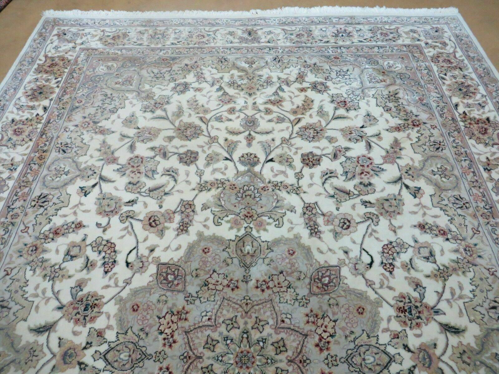 6' X 9' Vintage Chinese Floral Oriental Handmade Virgin Wool Silk Rug Ivory - Jewel Rugs