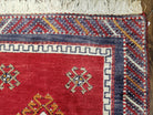 Vintage Turkish Kazak Rug 2.5 x 5 Red Wool Carpet Medallions Runner Geometric - Jewel Rugs