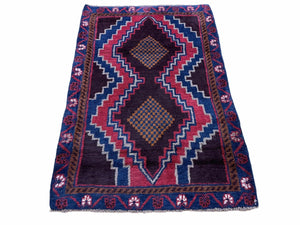 3 X 4.4 Vintage Handmade Tribal Wool Rug Balouchi Rug Afghan Rug Red Beige Nice - Jewel Rugs