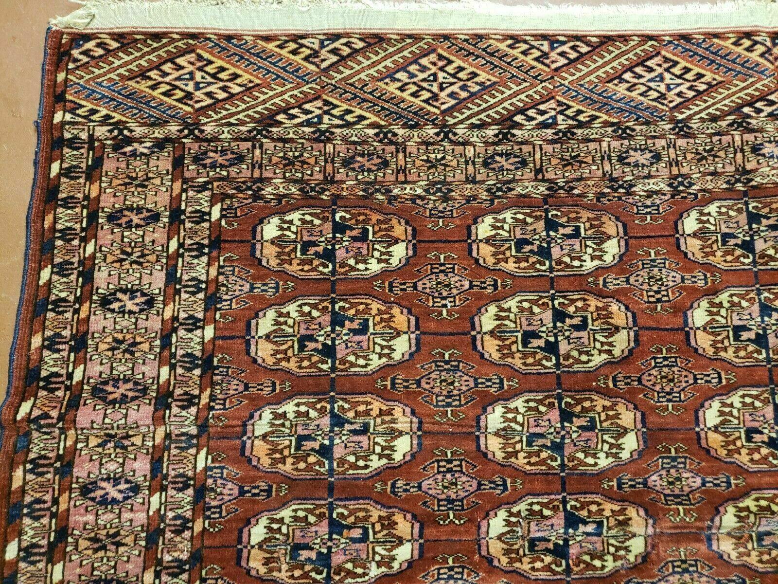 4' X 4' Antique Handmade Turkoman Bokhara Balouch Woven Wool Rug Brick Red Nice - Jewel Rugs