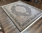 Sino Persian Rug 8x10, Wool and Silk Oriental Carpet, Herati Mahi Pattern, Medallion, Very Fine Rug, 8 x 10 Vintage Area Rug, Hand Knotted - Jewel Rugs